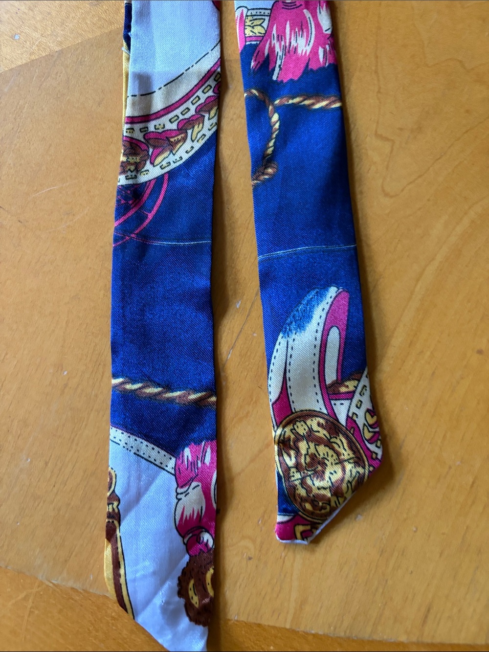Navy & Pink Printed Skinny Scarf Tie